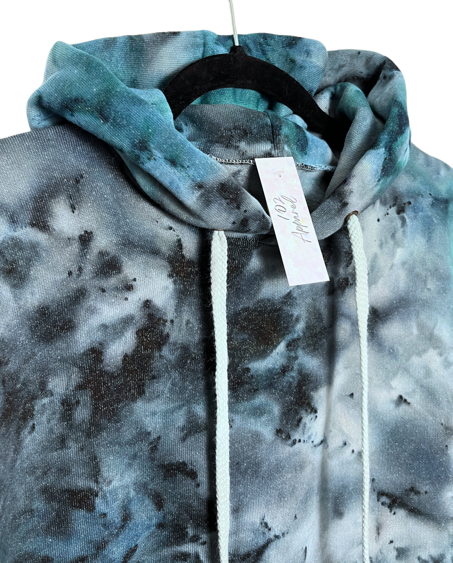 Black and Turquoise Ice Tie Dye Hoodie