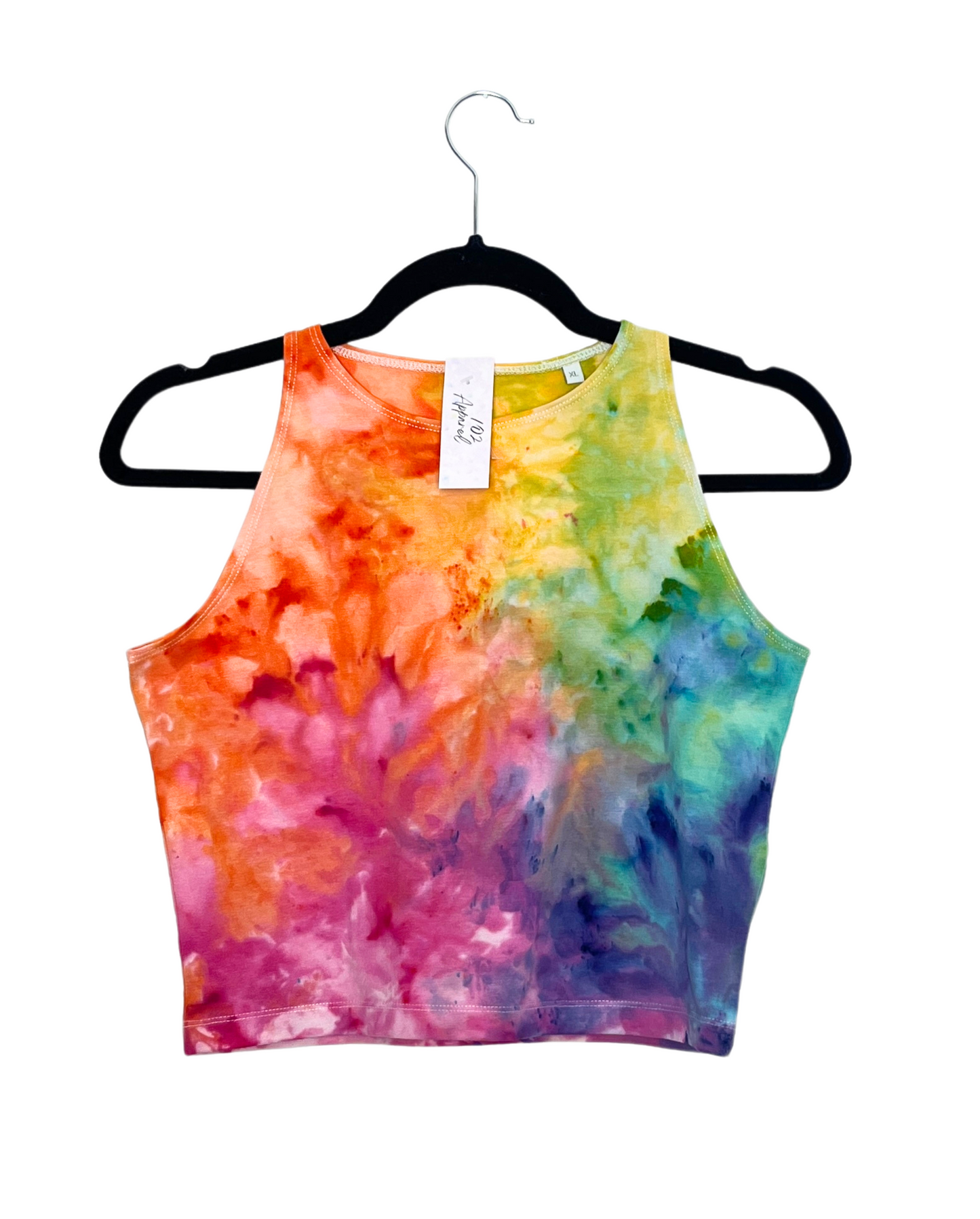 Rainbow Racerback Crop Top Ice Tie Dye