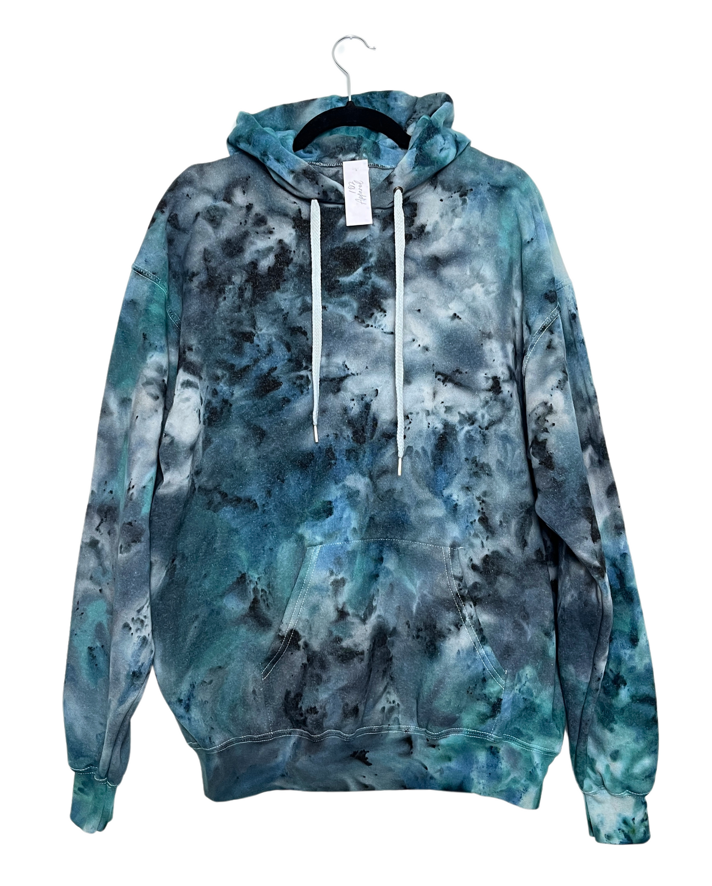 Black and Turquoise Ice Tie Dye Hoodie