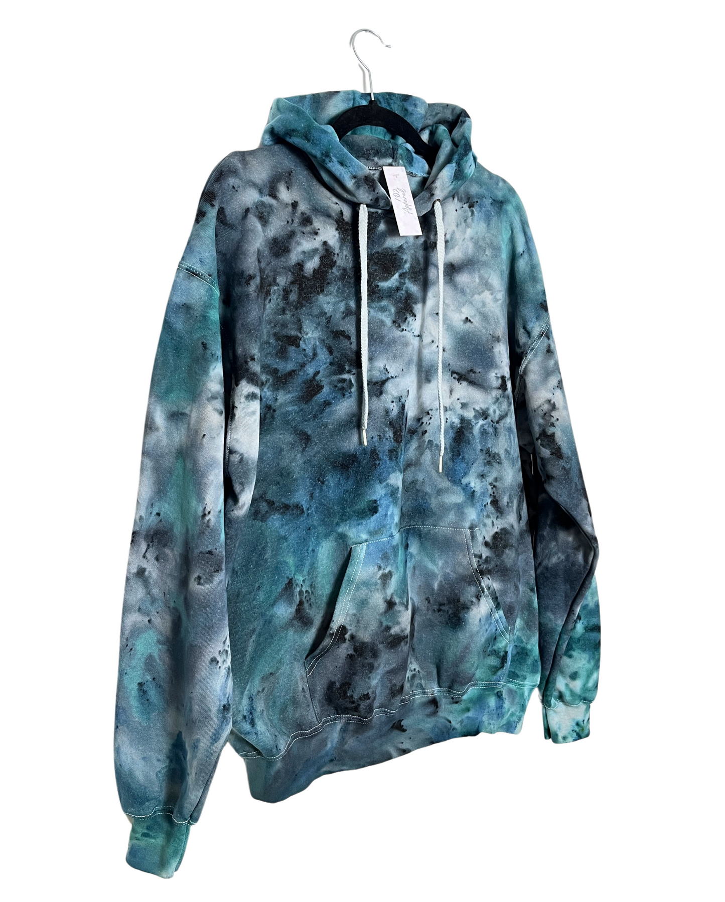 Black and Turquoise Ice Tie Dye Hoodie