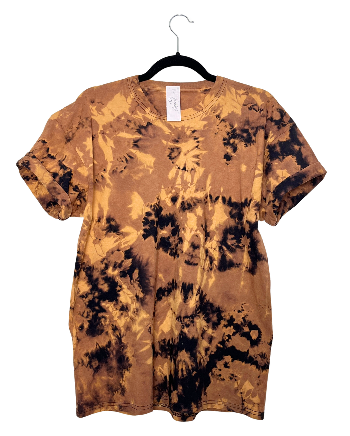 Bleached black crewneck t shirt with a funky scrunchy pattern