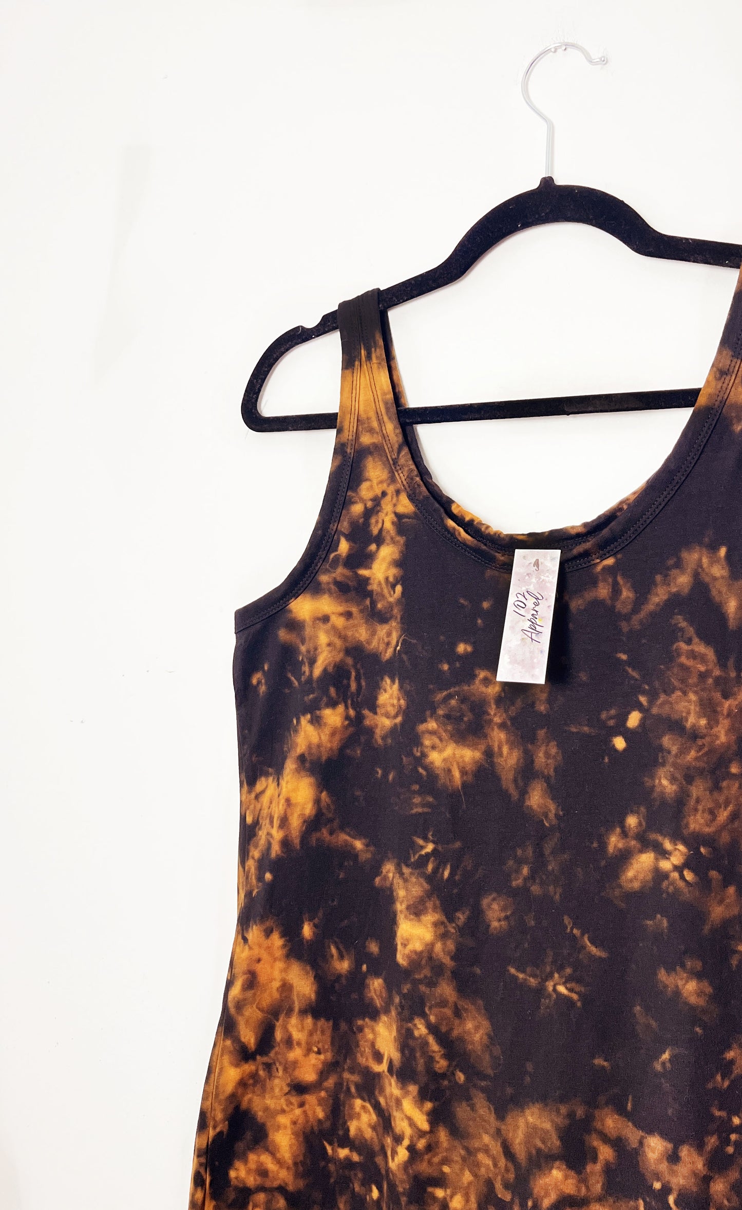 Black Bleach Tie Dye Tank Top Strap Dress