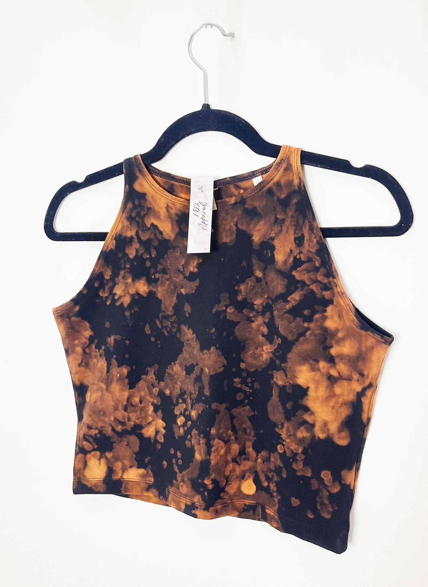 Black Racerback Bleach Tie Dye Crop Top