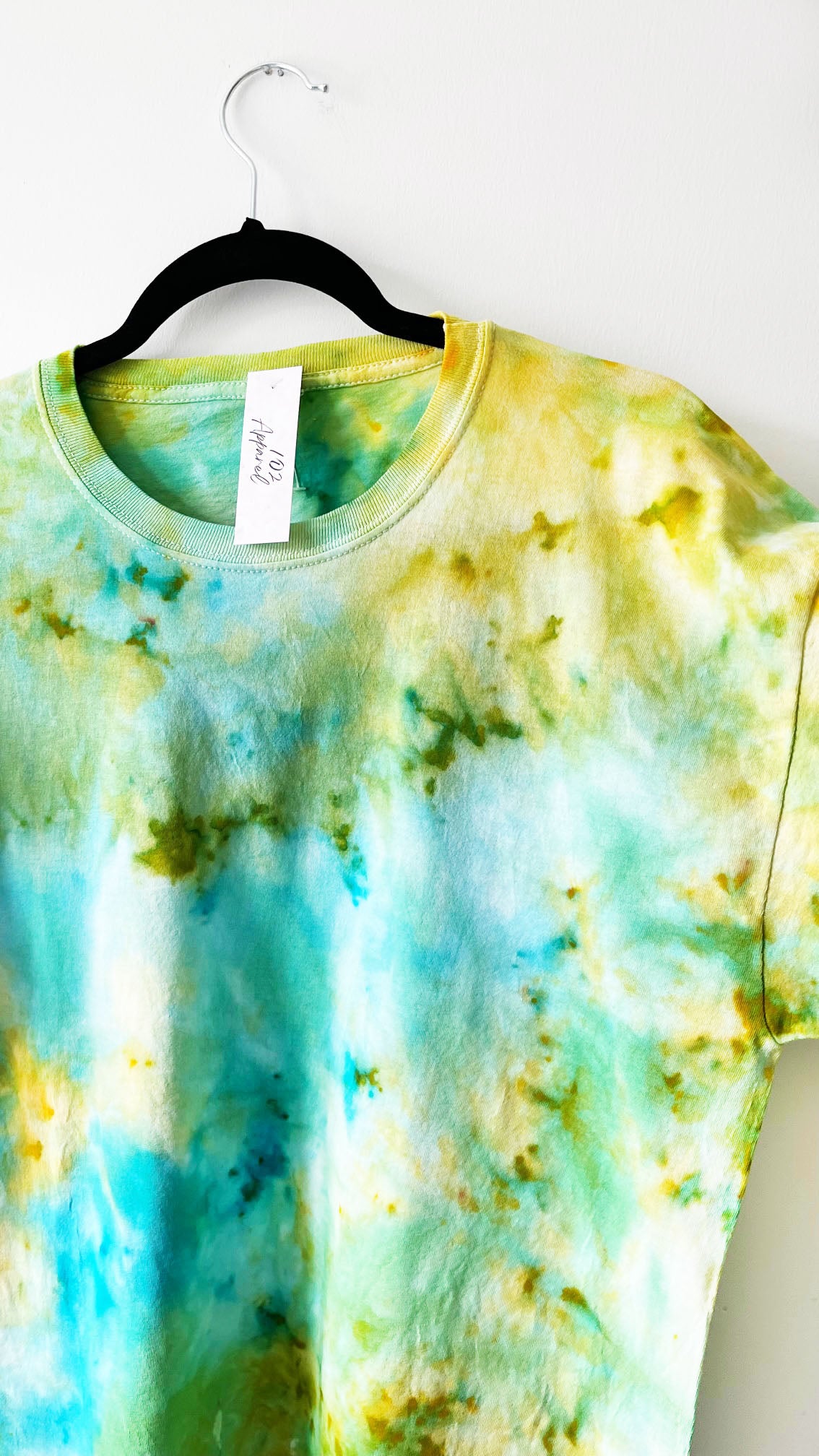 Blue Green & Yellow Ice Tie Dye T Shirt
