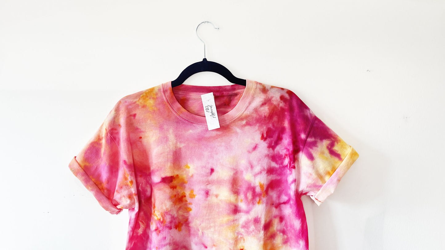 Pink and Yellow Ice Tie Dye T Shirt