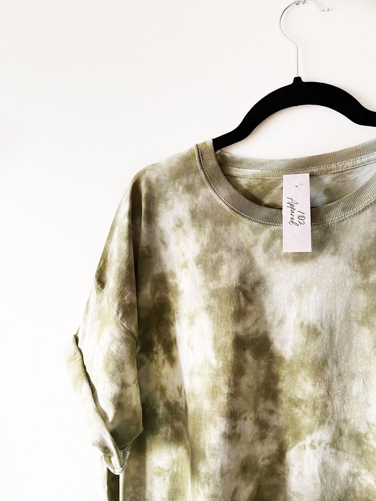 Olive Green Camouflage Crumple Tie Dye T Shirt
