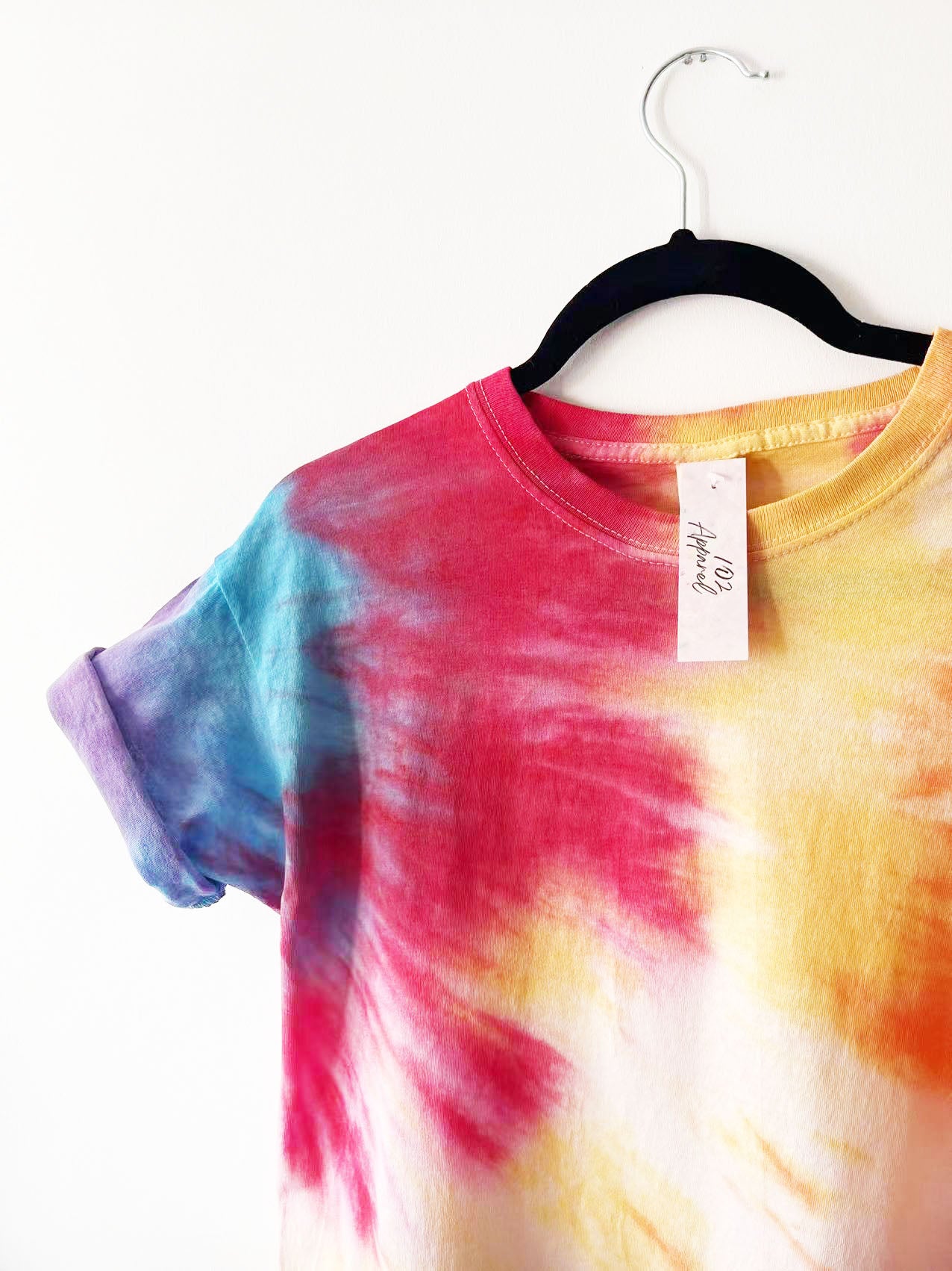 Multicolour Tie Dye Swirl T Shirt | Purple, Blue, Red, Yellow, Orange