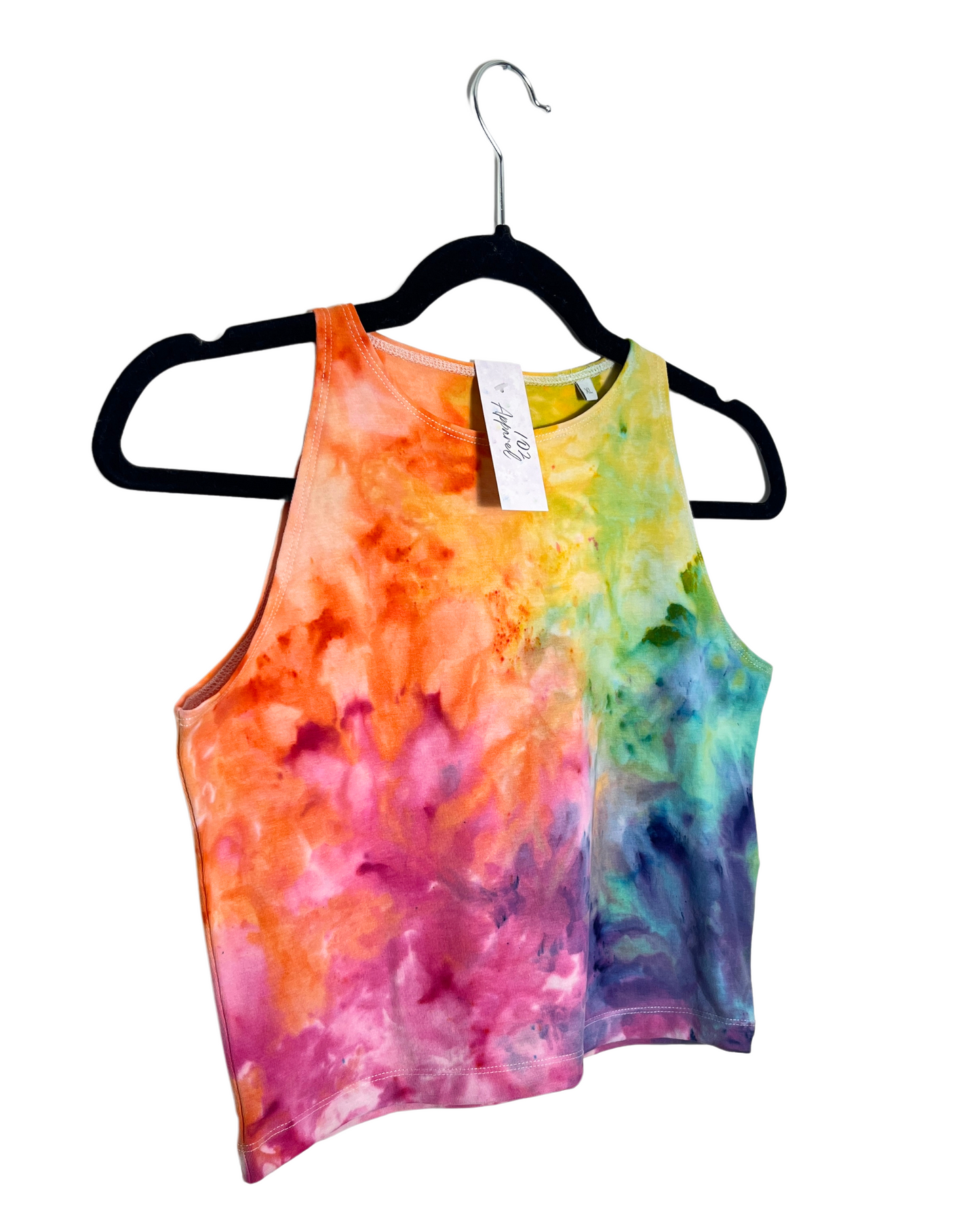Rainbow Racerback Crop Top Ice Tie Dye